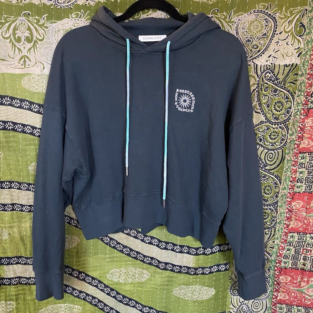 Daydreamer Vintage Black LA Shrunked Eye Cropped Hoodie Size Small - Picture 2 of 15